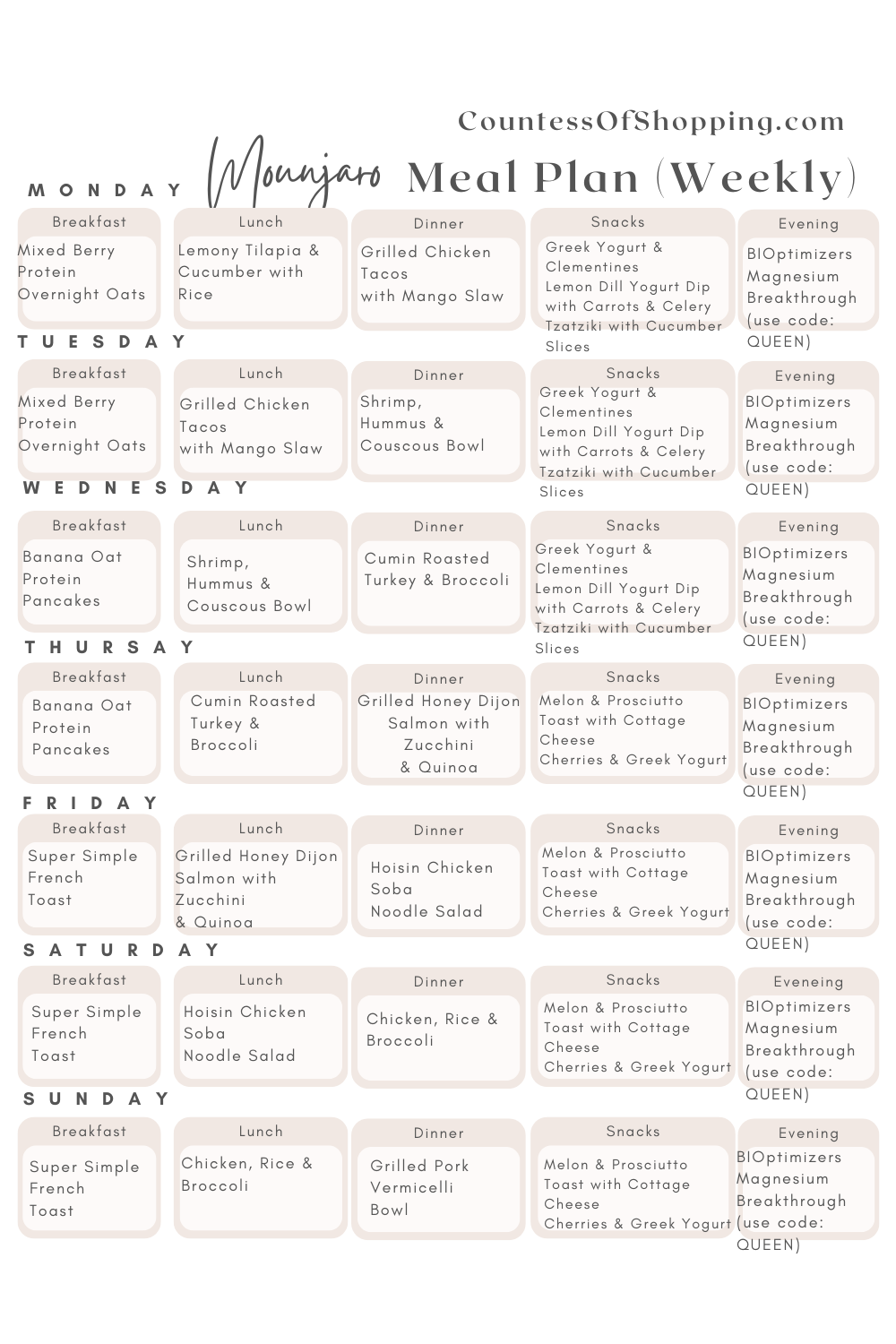 Mounjaro Meal Plan Image