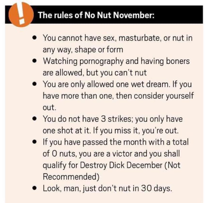 No Nut November Rules